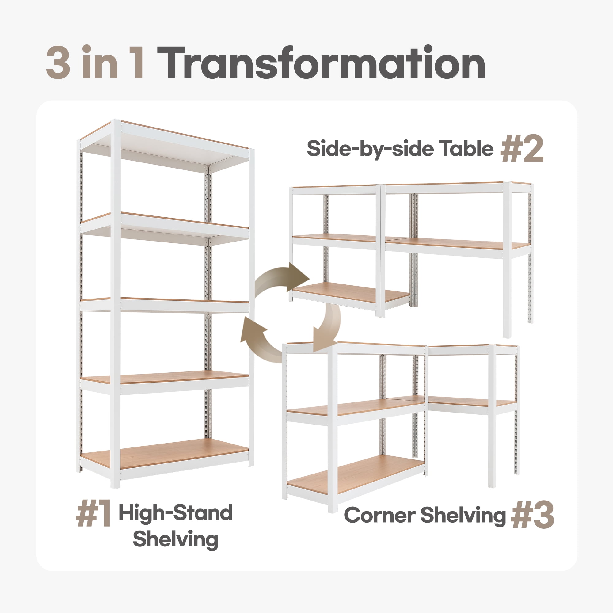 HOMEDANT House White 5 Tier 24.4" W Laminated Metal Shelving Unit Adjustable Storage Utility Rack Heavy Duty Shelves Organization Multipurpose Shelf Kitchen Garage Pantry Closet
