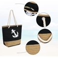 thumbnail image 3 of Women Beach Bag | Canvas Travel Tote Bag | Large Shoulder Bag with Rope Handle for Beach, Holiday, Shopping, Traveling Anchor Pattern Design (Black), 3 of 5