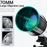 DKTIOP 70mm Aperture Portable Refractor Telescope with Tripod for Kids & Adults - 22.5X-150X Magnification