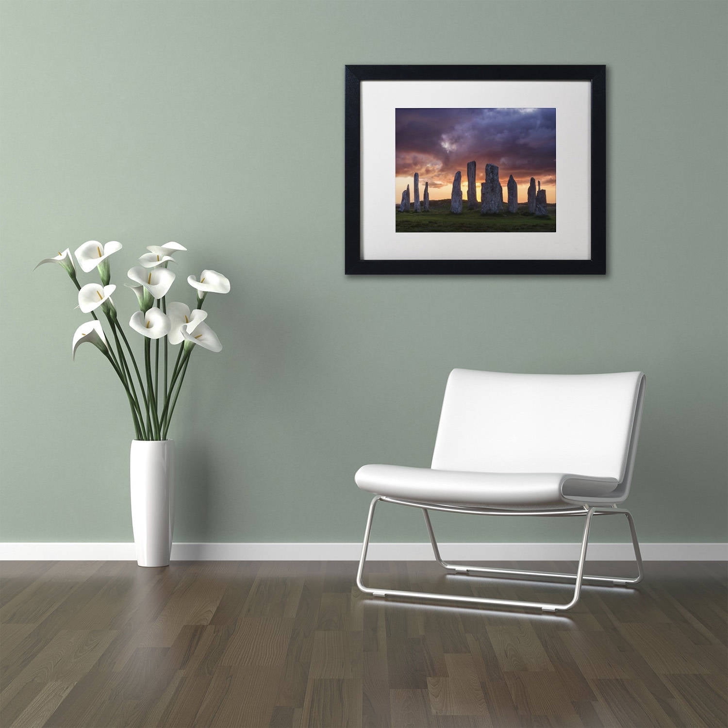 Trademark Fine Art 'Callanish Sunset' Canvas Art by Michael Blanchette Photography, White Matte, Black Frame