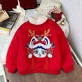 thumbnail image 3 of GYRATEDREAM Infant Toddler Baby Fleece Lined Sweatshirt Pullover Boys Girls Long Sleeve Bright Red Festive Embroidered Hoodies Kids Thickened Warm Tops for 6 Months-7 Years, 3 of 7