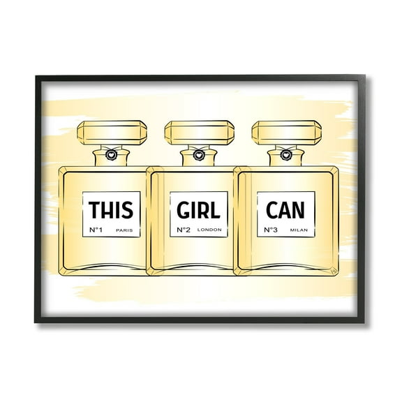 Stupell Industries This Girl Can Motivational Perfume Beauty & Fashion Painting Black Framed Art Print Wall Art