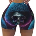 thumbnail image 2 of Rateoe Punk Style Blue Haired Skull Printed Power Workout Shorts for Women Tummy Control Squat Proof Ribbed Thick Seamless Scrunch Active Short-Large, 2 of 8