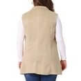 thumbnail image 4 of Agnes Orinda Women's Plus Size Vest Jacket Notch Lapel Casual Utility Sleeveless Suede Jacket 2X Khaki, 4 of 7
