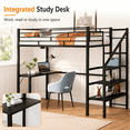 thumbnail image 2 of Zimtown Full Loft Beds with Desk with 15" Height Guardrail, Bunk Bed Frame with Storage Step Ladder Bedroom Dorm Room, Black, 2 of 9