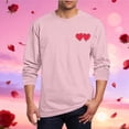 thumbnail image 2 of LJEFF Men's Valentine's Day Long-Sleeve Shirt, Regular Fit Crew Neck Heart Print Casual Men's Tees Pink, 2 of 5