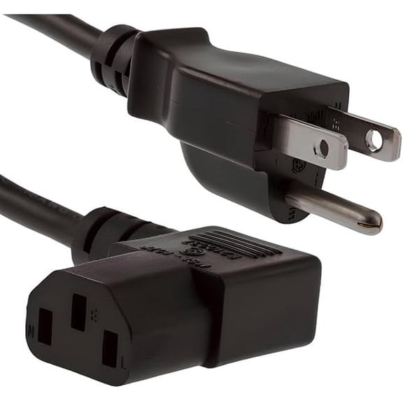 Quyaojz - Right Angle Power Cord 6ft (1.8m) - (NEMA 5-15P to IEC-60320-C13), 18 AWG, 10A/125V, Right Angle AC Cable for PC, Monitor, Printer, Desktop - (Black)
