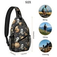thumbnail image 5 of Sling Backpack,Nightmare Before Christmas Halloween Pattern Sling Bag with Water Bottle Holder,Waterproof Sling Bag for Men/Women with Headphone Jack for Hiking,Travel, 5 of 6