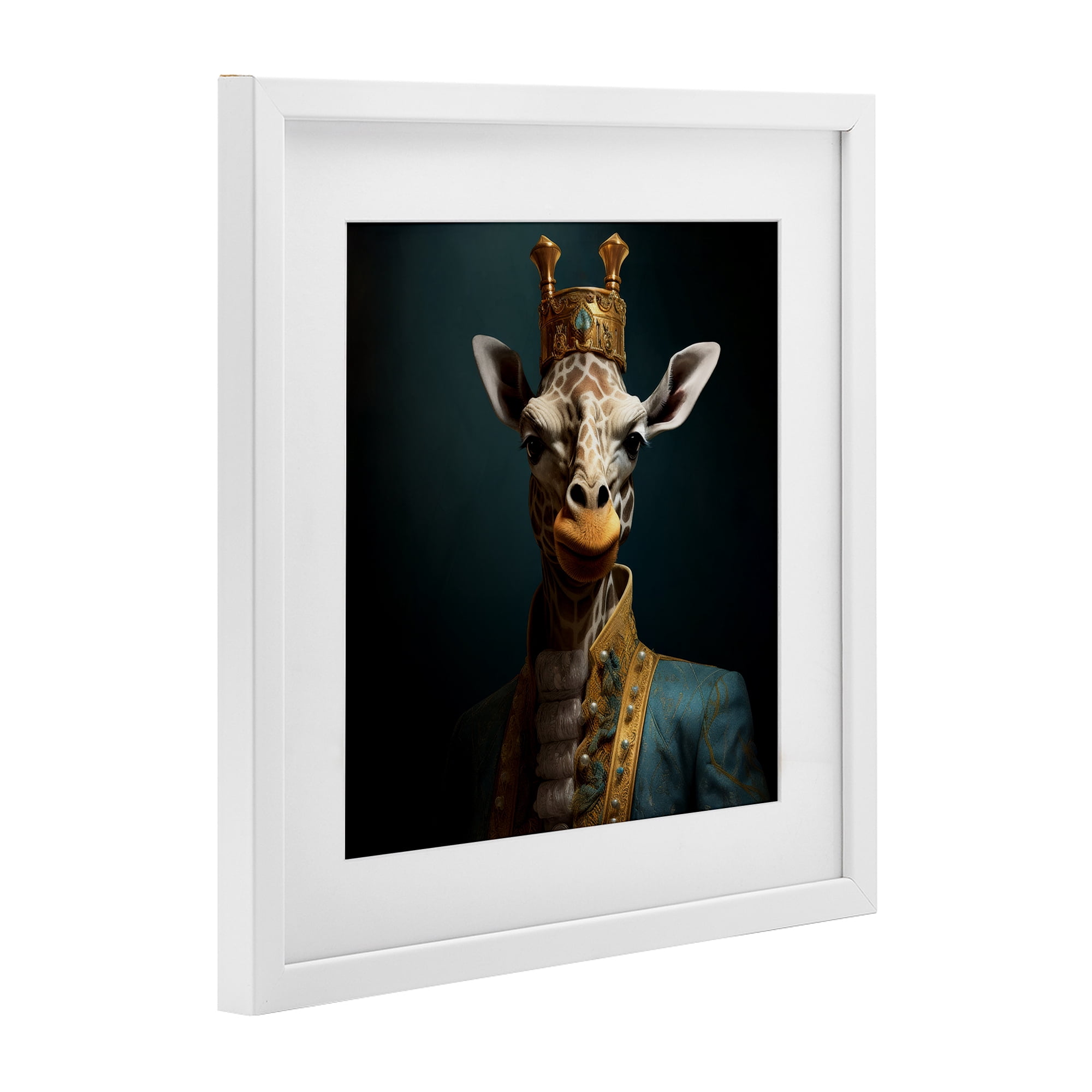 Stupell Industries Giraffe Gaze in Regal Crown White Framed Print Under Glass, design by Lazar Studio