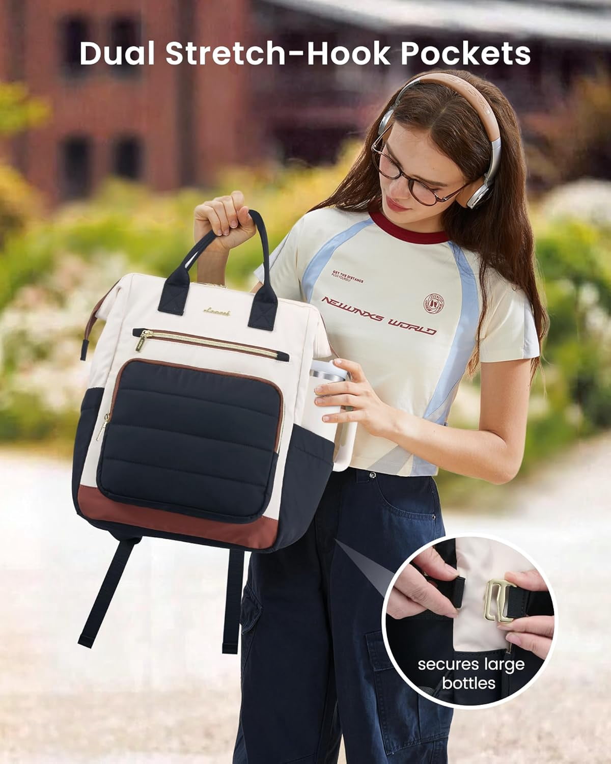 LOVEVOOK Puffer Laptop Backpack for Women, 15.6 Inch Work Backpack Purses for Nurse Teacher College, Personal Item Travel Bag Daypack with Water Holder