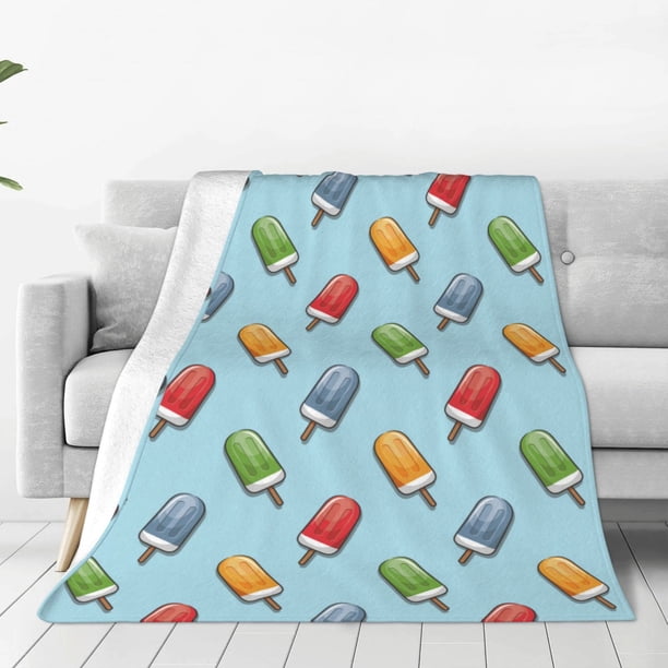 Fotbe Modern Ice Cream Manta de Franela Acolchonada con Estampado, Súper Suave y Esponjosa, Extra Grande para Sofá, Cama, Uso Todo el Año-60"x50"