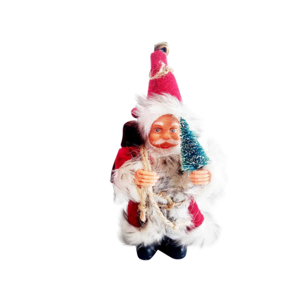 Santa Claus Skiing Plush 14" Holiday Decoration Red & White