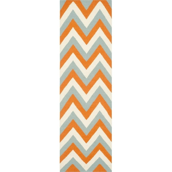 SAFAVIEH Dhurries Wenona Geometric Runner Rug, Terracotta/Blue, 2'6" x 8'