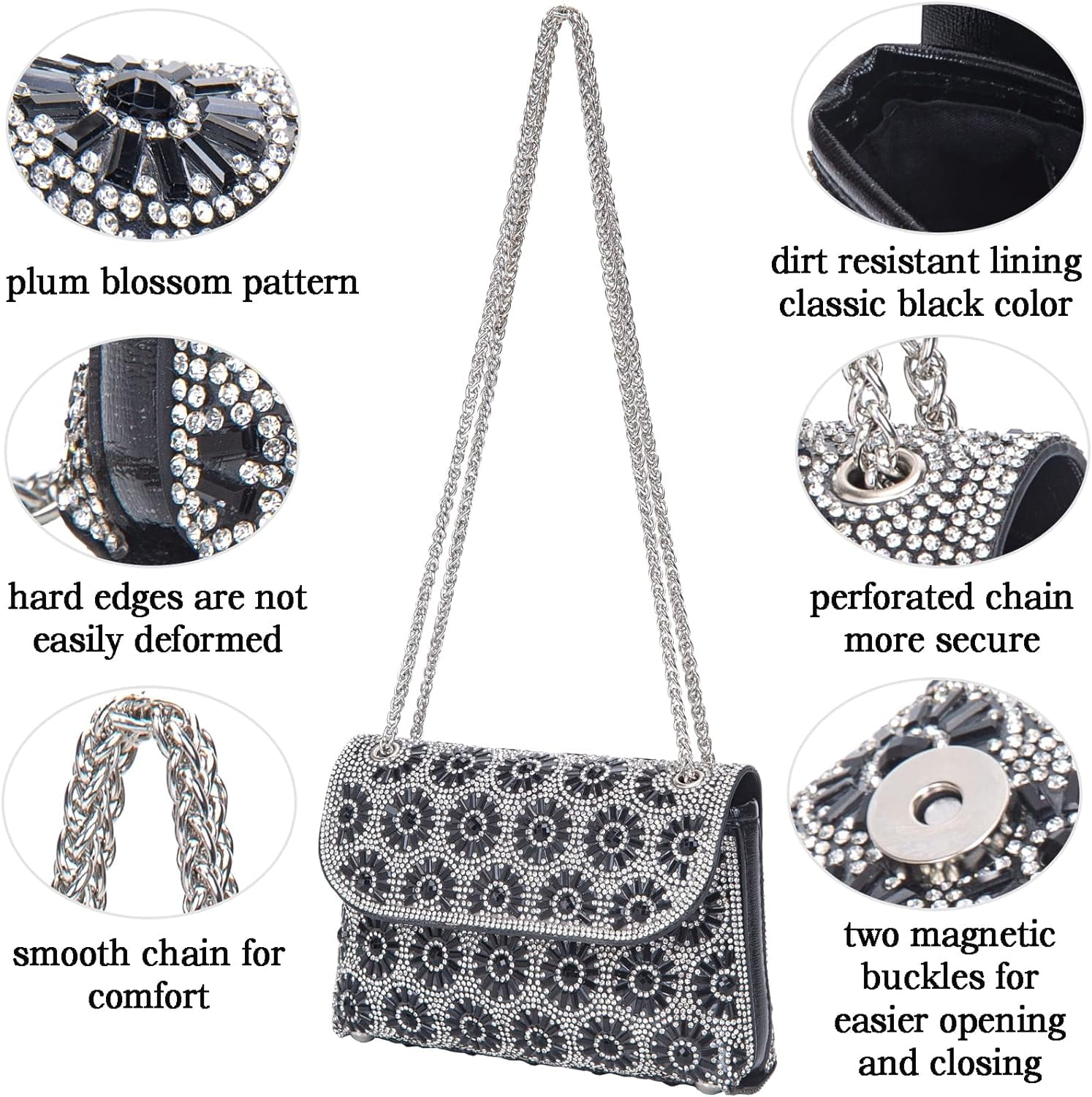 Shoulder Bags Crossbody Bag Purses Handbags Crystals Rhinestone Evening Bag for Women Clutch Purse with Chain