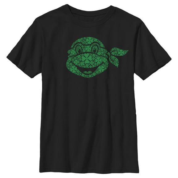 Boy's Teenage Mutant Ninja Turtles St. Patrick's Day Michelangelo Shamrock Fill  Graphic Tee Black Large