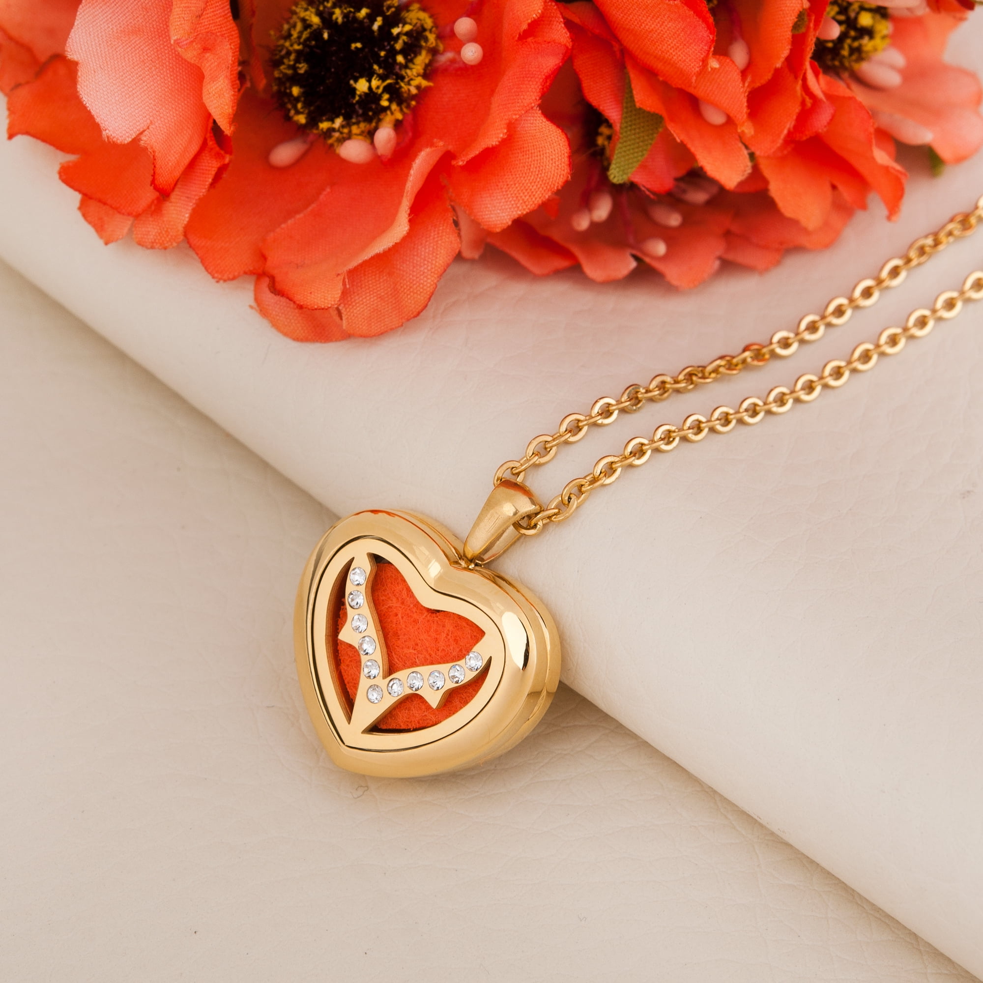 Anavia Aromatherapy Gift for Her Essential Oil Diffuser Necklace, Aromatherapy Necklace, Aromatherapy Oil Lockets, Diffuser Lockets, Aromatherapy Jewelry, Diffuser Jewelry, With Gifts Box-[Gold]