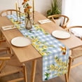 thumbnail image 3 of Table Runner 108 Inches Long for Kitchen Dining, Forsythia Flowers Dresser Scarf Farmhouse, Dining Table Decorations for Wedding/Parties, Spring Yellow Floral Hummingbird Blue Plaid 13 x 108 In, 3 of 8
