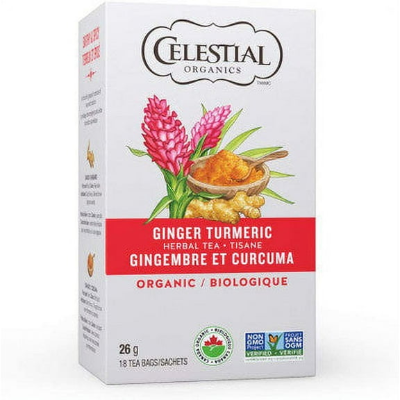 Celestial Seasonings Ginger & Turmeric Organic Herbal Tea, 18 Tea Bags