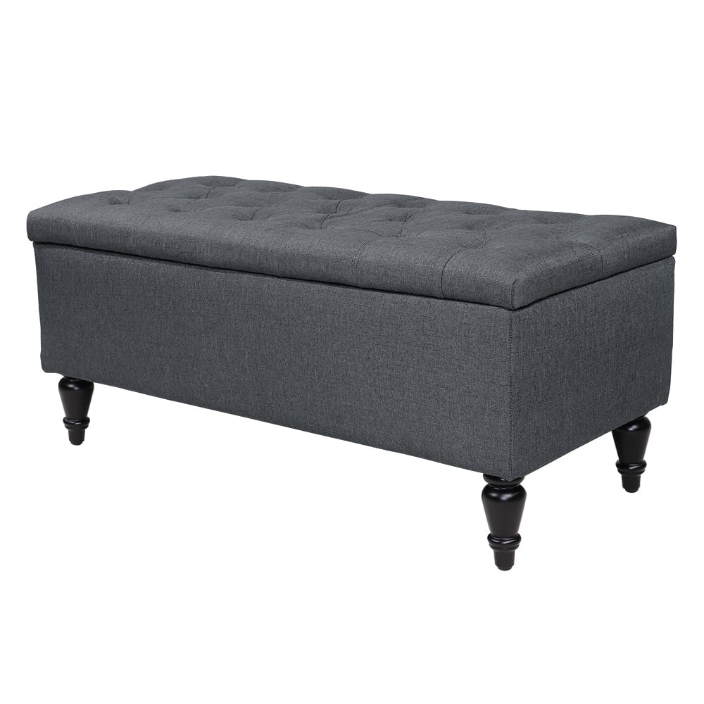 Abble 38 inch Fabric Upholstered Flip Top Storage Bench