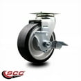thumbnail image 2 of 5 Inch Rubber on Aluminum Swivel Caster with Roller Bearing and Brake SCC, 2 of 2