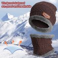 thumbnail image 5 of Conjunto de gorros y bufandas de punto para hombre y mujer, gorro de terciopelo, bufanda de lana de Coral para montar al aire libre, gorro de protección de cuello de terciopelo grueso cálido, invierno, 5 of 5