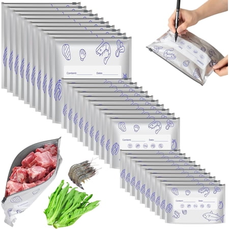 Reusable Aluminum Foil Storage Bags Heavy-Duty Sealable Food Pouches with Vacuum Zipper Multi-Size Set for Organizing and Preserving Dry & Fresh Ingredients (30 Count)