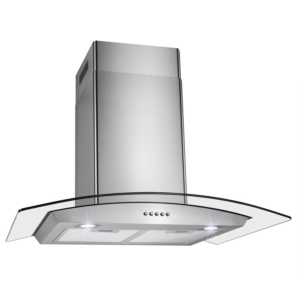 AKDY RH0230 30" Stainless Steel & Tempered Glass Wall Mount Range Hood
