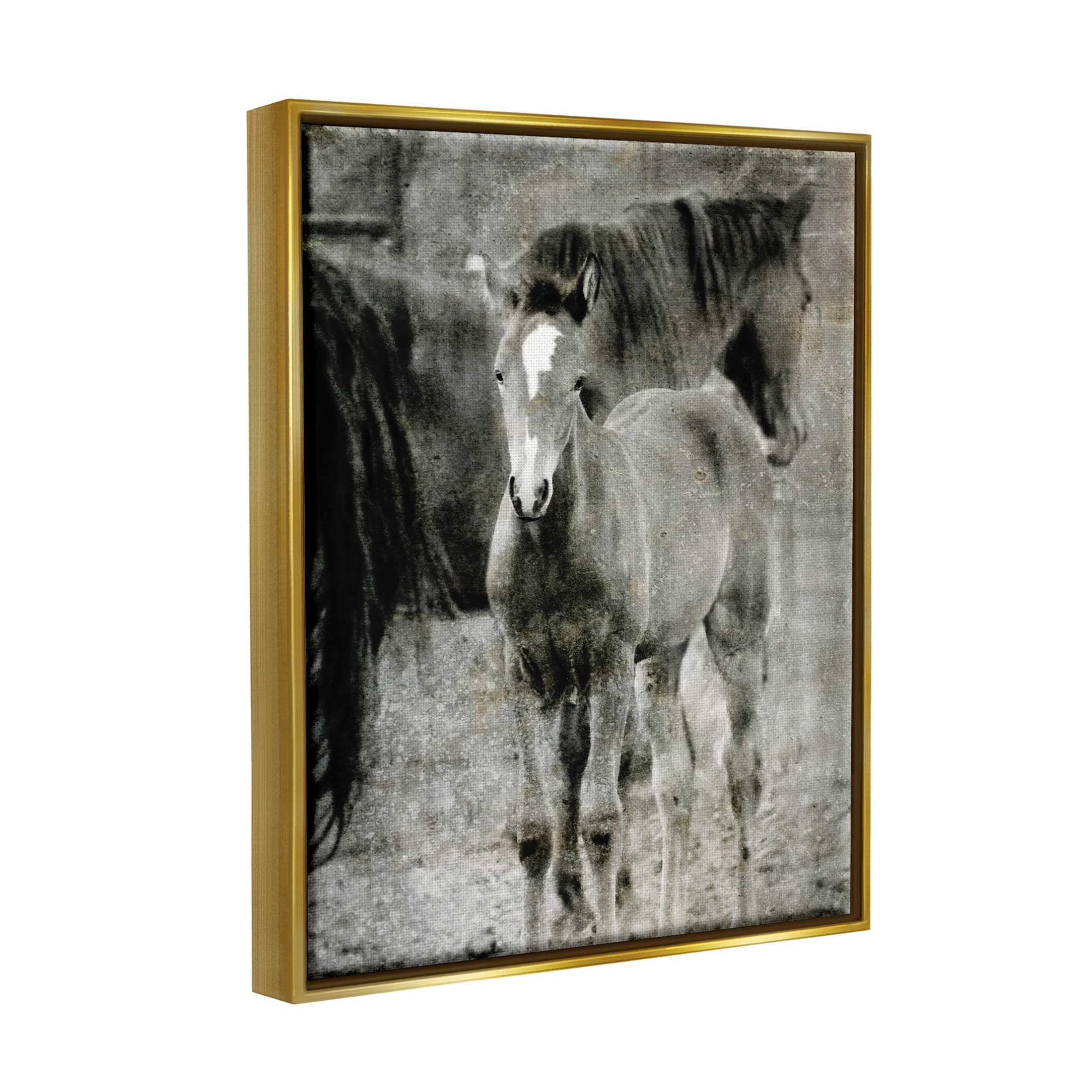 Vintage Foal Horse Farmland Animals & Insects Graphic Art Metallic Gold Framed Art Print Wall Art