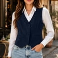 thumbnail image 4 of HomeDM Women's Faux Suede Vest V Neck Button Down Waistcoat with Pockets Sleeveless Jacket, 4 of 9