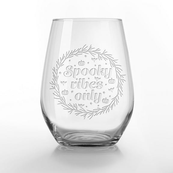 Creative Products Spooky Vibes Only 15 oz. Engraved Stemless Wine Glass