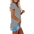thumbnail image 5 of Womens Fashion Summer Tops 2025 Plus Size Casual V-neck Solid Short-sleeved T-shirt Top, 5 of 6