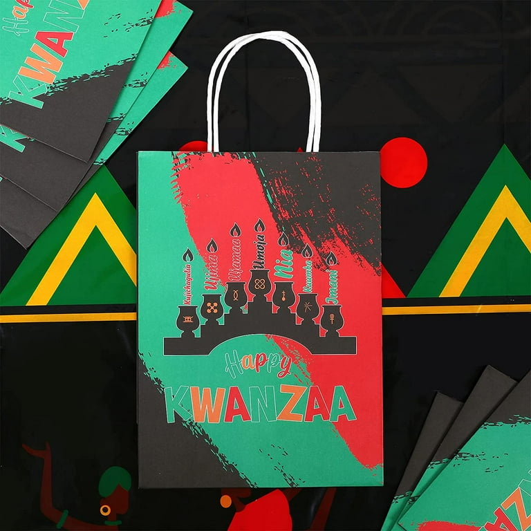 Happy Kwanzaa Decorations 12pcs Happy Kwanzaa Party Bags African Heritage Party Supplies Kwanzaa Party Favors Red and Blue Party Gift Bags
