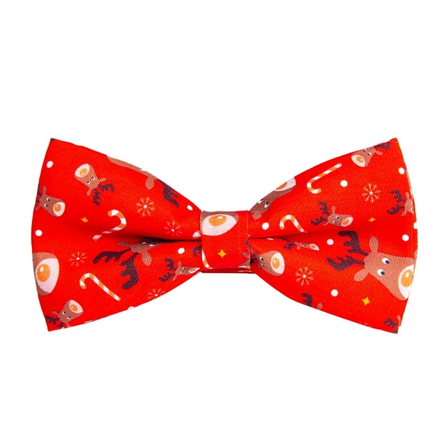 Christmas Bow Tie for Men Festive Snowflake Santa Holiday Party Necktie Accessory