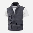 thumbnail image 2 of TFEOQRY Hoodless Vest for Men Solid Color Zipper Outdoor Sports Workwear Jackets Waistcoat Sleeveless Outwear Gray, 2 of 4