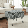 thumbnail image 4 of Home Soft Things Tip Printing Light Faux Fur Ottoman - Meru GEO Grey - 19" x 13" x 17", 4 of 11