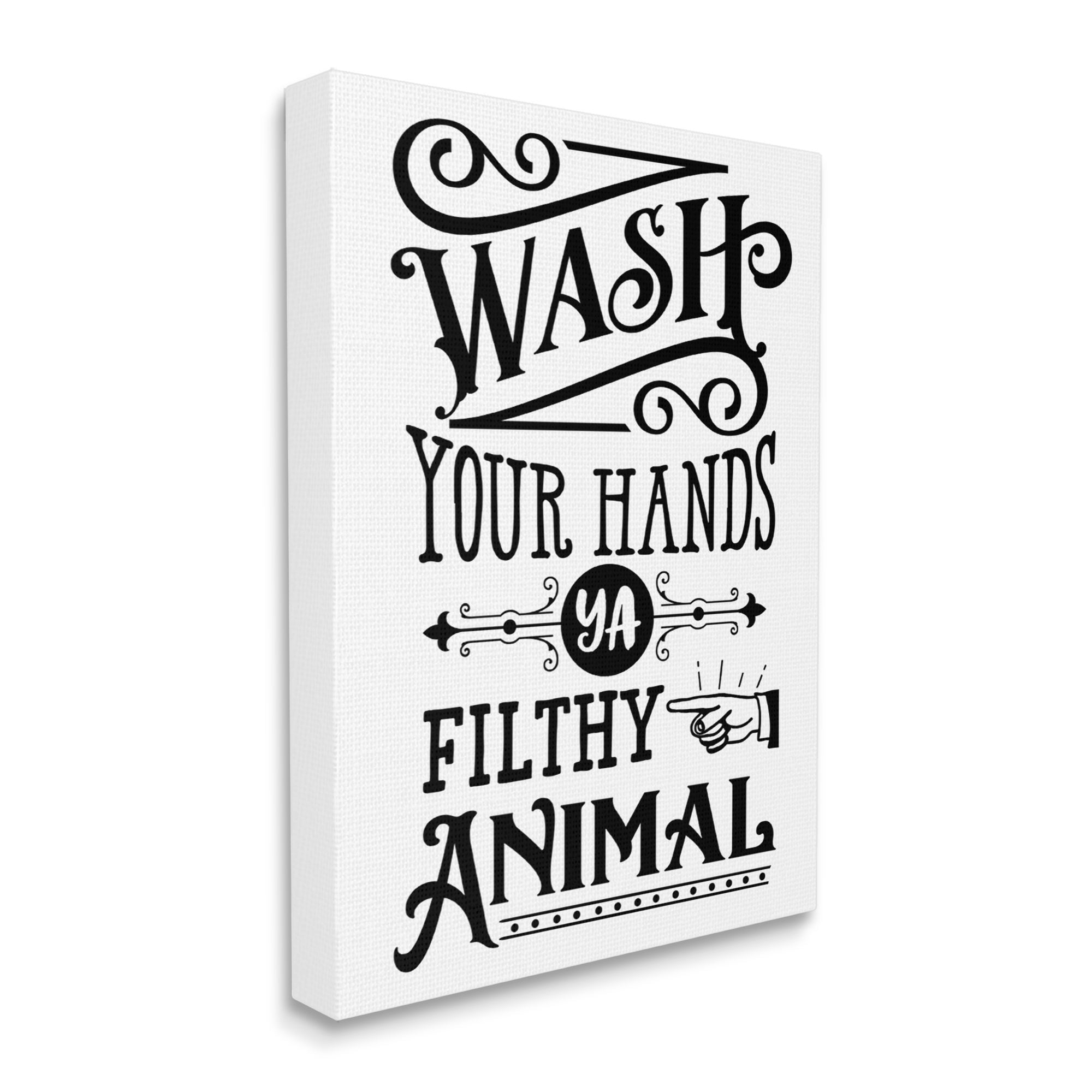 Stupell Industries Wash Your Hands Vintage Symbol Serif Typography Graphic Art Gallery Wrapped Canvas Print Wall Art, Design by Lettered and Lined