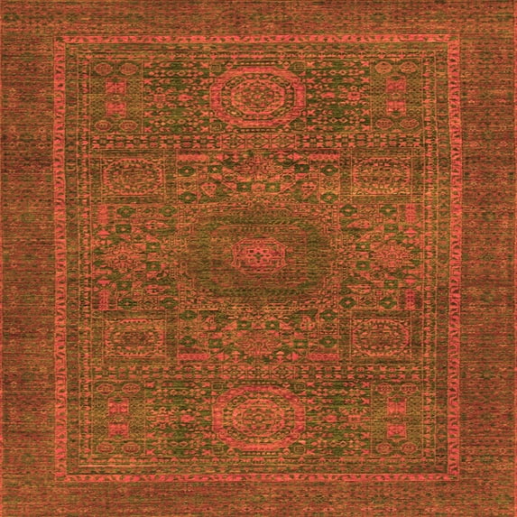 Ahgly Company Indoor Square Abstract Orange Modern Area Rugs, 4' Square