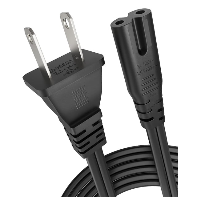 Cable de alimentación para TV Bicmice 4.5 m 2 clavijas 2 ranuras negro