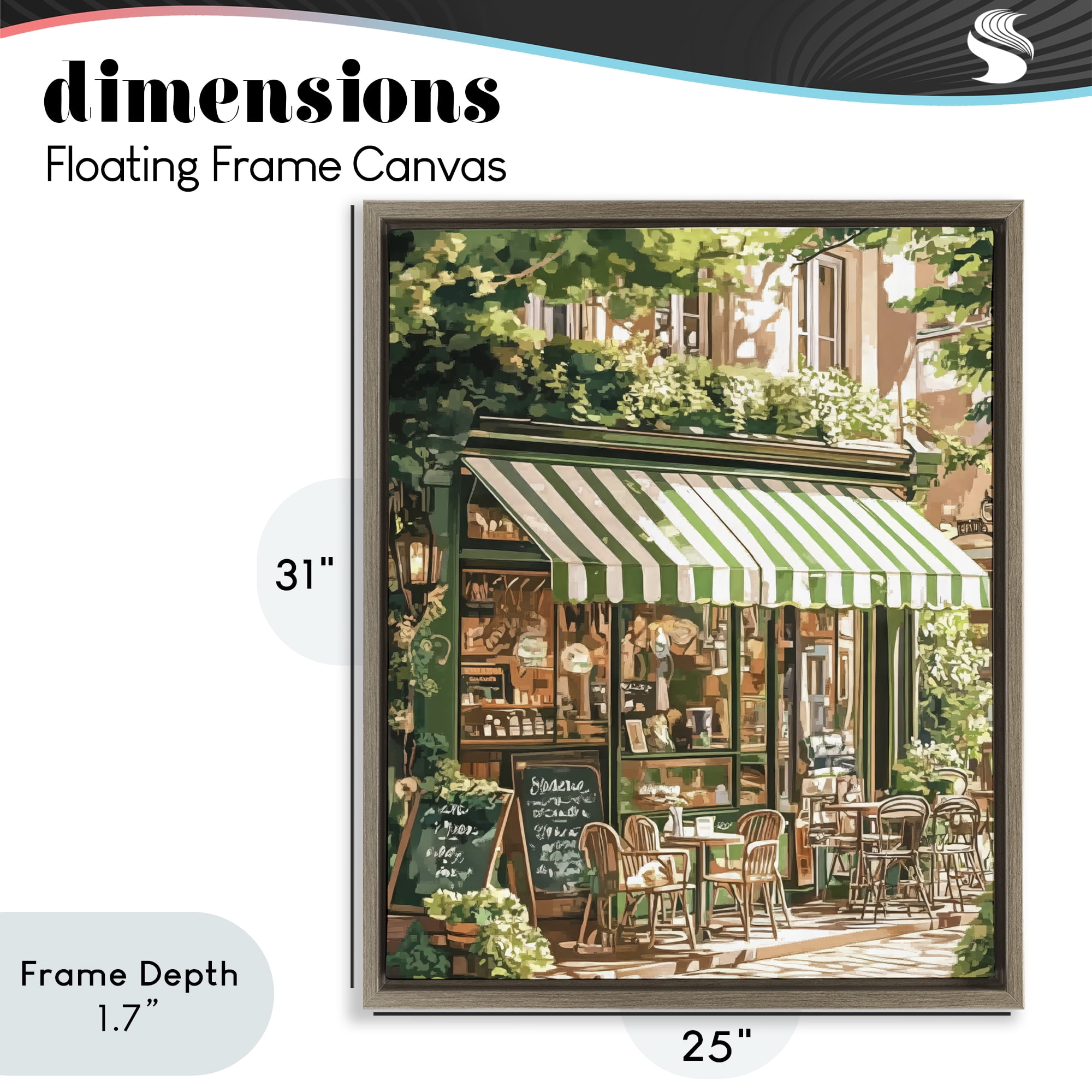 Stupell Industries Coffee Shop Awning & Greenery Brown Framed Floater Canvas Wall Art, design by LSR Design Studio