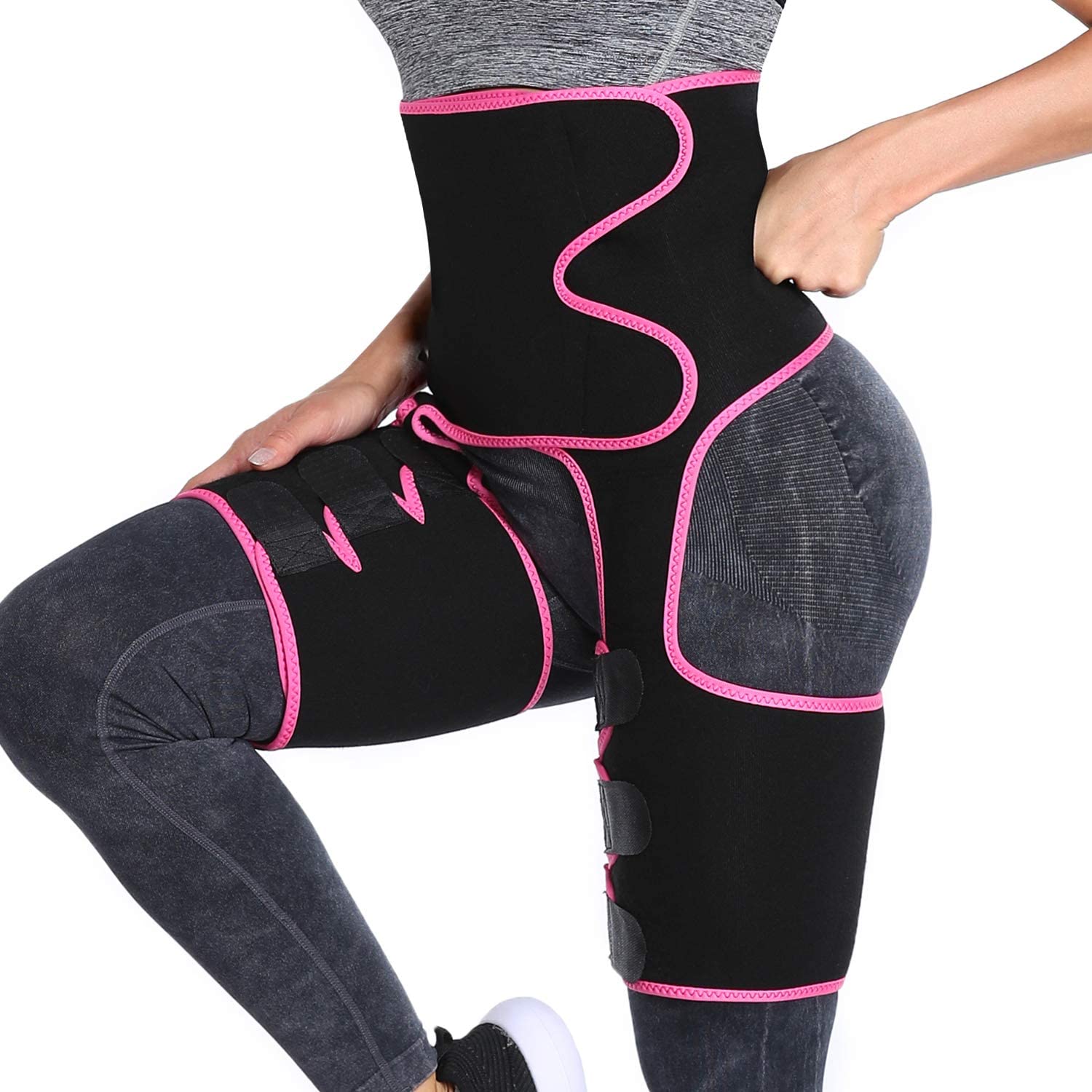 2-in-1 Neoprene Workout Waist Thigh Trimmer Butt Lifter for Women Weight Loss Compression Trimmer Thigh Stomach Waist Trainer Belt
