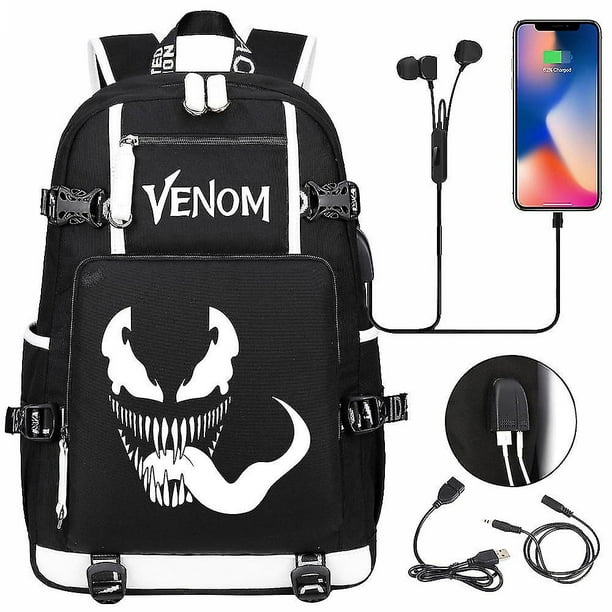 Mochila escolar para jóvenes Usb con estampado de Venom Fashion (2-114) E