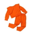 thumbnail image 4 of YYDGH Toddler Kids Girls Fleece Tracksuits Set Solid Color Long Sleeve Crewneck Pullover Sweatshirts Elastic Waist Pants and Tops Set(Orange,4-5 Years), 4 of 7
