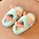 thumbnail image 2 of Pantuflas de terciopelo coral para niños y niñas, suaves y antideslizantes, con diseño de pingüino y pájaro, con banda de goma, forro polar sintético verde 14, 2 of 5