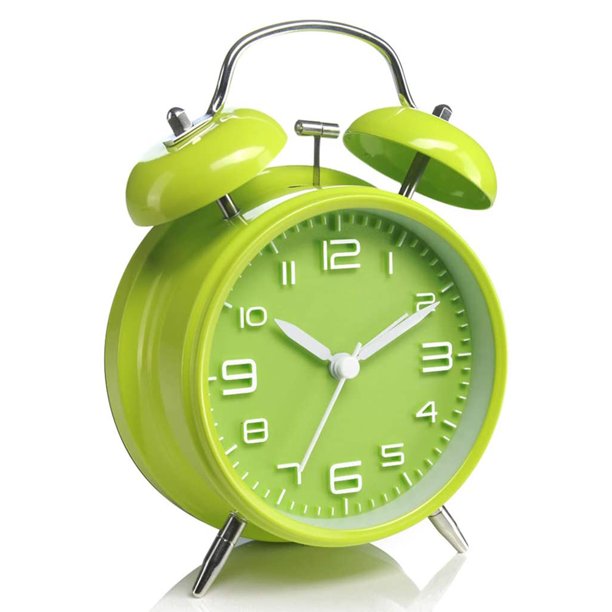 Reloj despertador de doble campana con luz nocturna, esfera grande de 4 pulgadas, reloj despertador de cuarzo analógico con alarma fuerte, sin tictac, silencioso Fokelyi 2034713-2