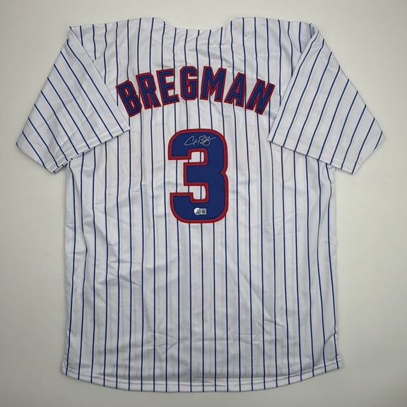 Autographed/Signed Alex Bregman Chicago Pinstripe Baseball Jersey Beckett BAS COA