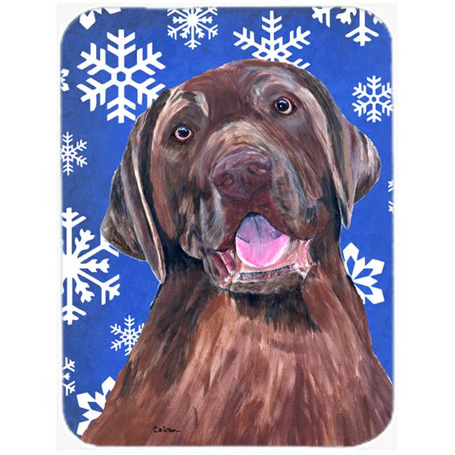 Carolines Treasures SC9384LCB Labrador Winter Snowflakes Holiday Glass Cutting Board - Large
