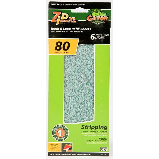 Lámina de arena ALI INDUSTRIES 7242 80 Grit, paquete de 6