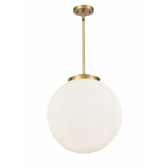 221-3S-BB-G201-16 Innovations Lighting Beacon - 3 Light Pendant In Industrial Style-17 Inches Tall and 16 Inches Wide-Brushed Brass Finish-Matte White