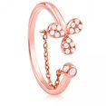 thumbnail image 1 of Rose Plated 3 Leaf Clover With Cubic Zirconia & Link Attachment Sterling Silver Ring, 1 of 3