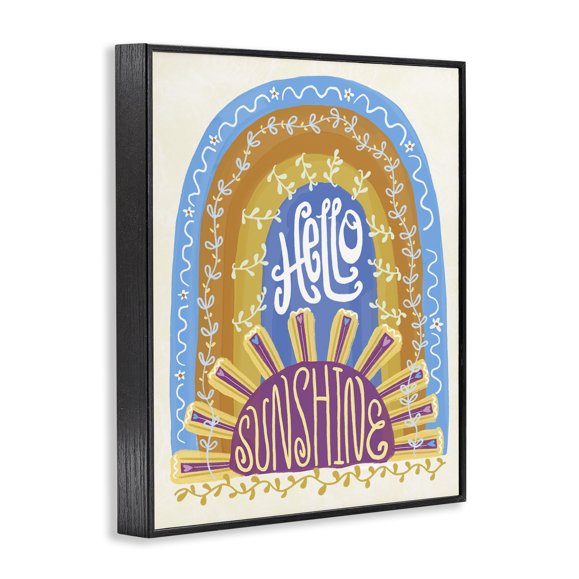 Stupell Industries Boho Hello Sunshine Black Framed Giclee Art, design by Connie Summers